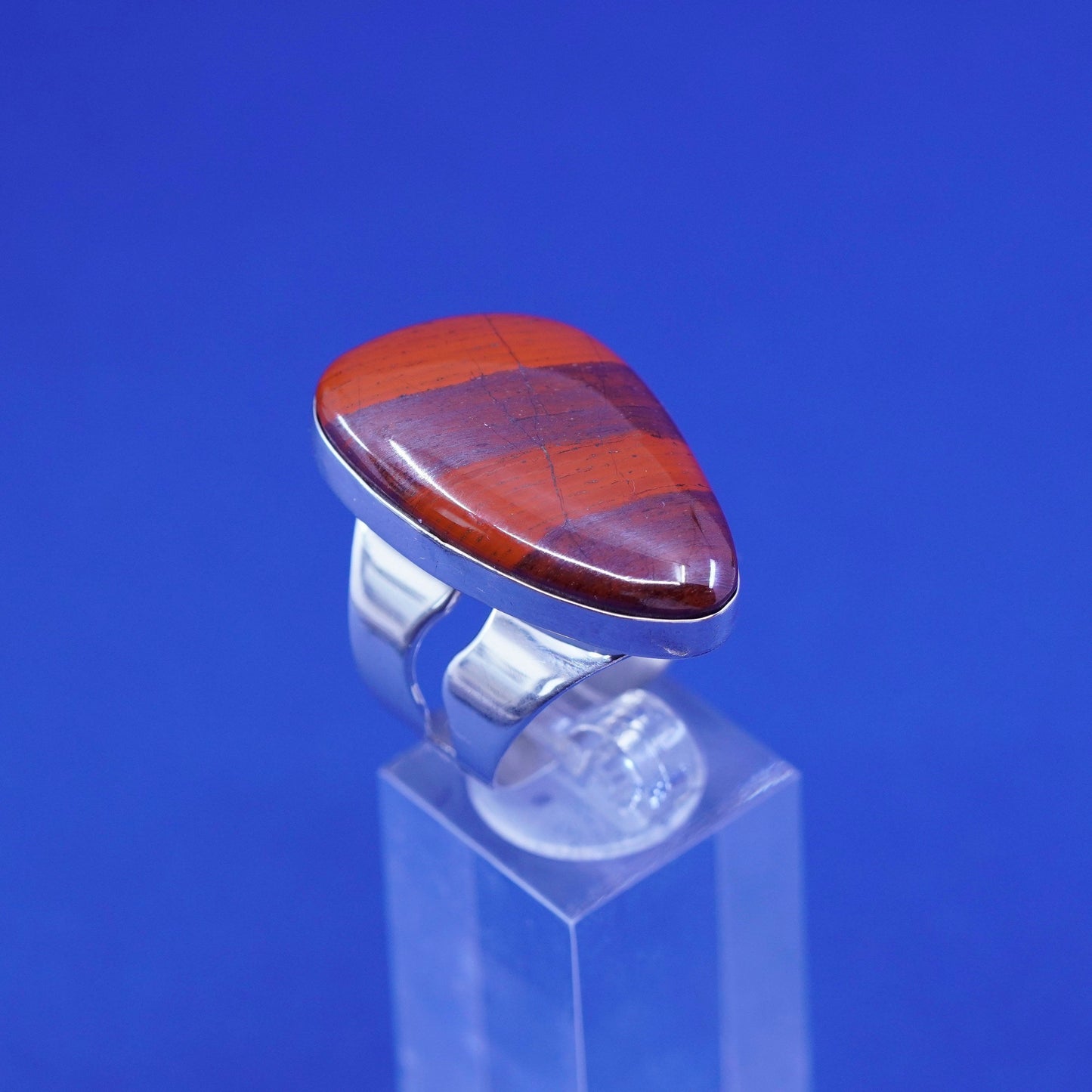 Size 9.25, Jay King DTR sterling 925 silver handmade statement ring with jasper