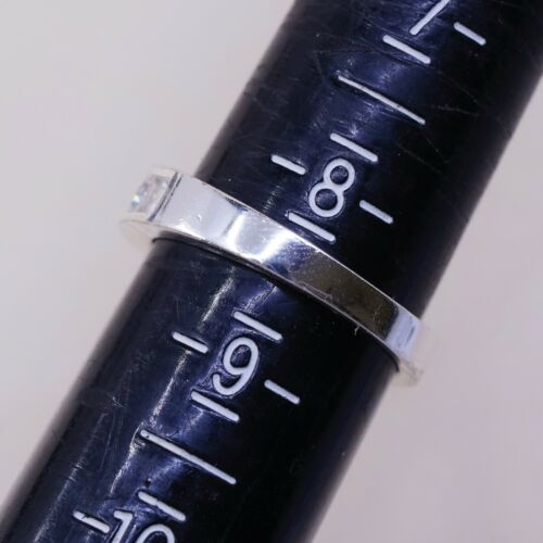 Sz 8.5, Vtg Sterling Silver Ring, Thailand 925 Modern Disney Band Ring W/ CZ