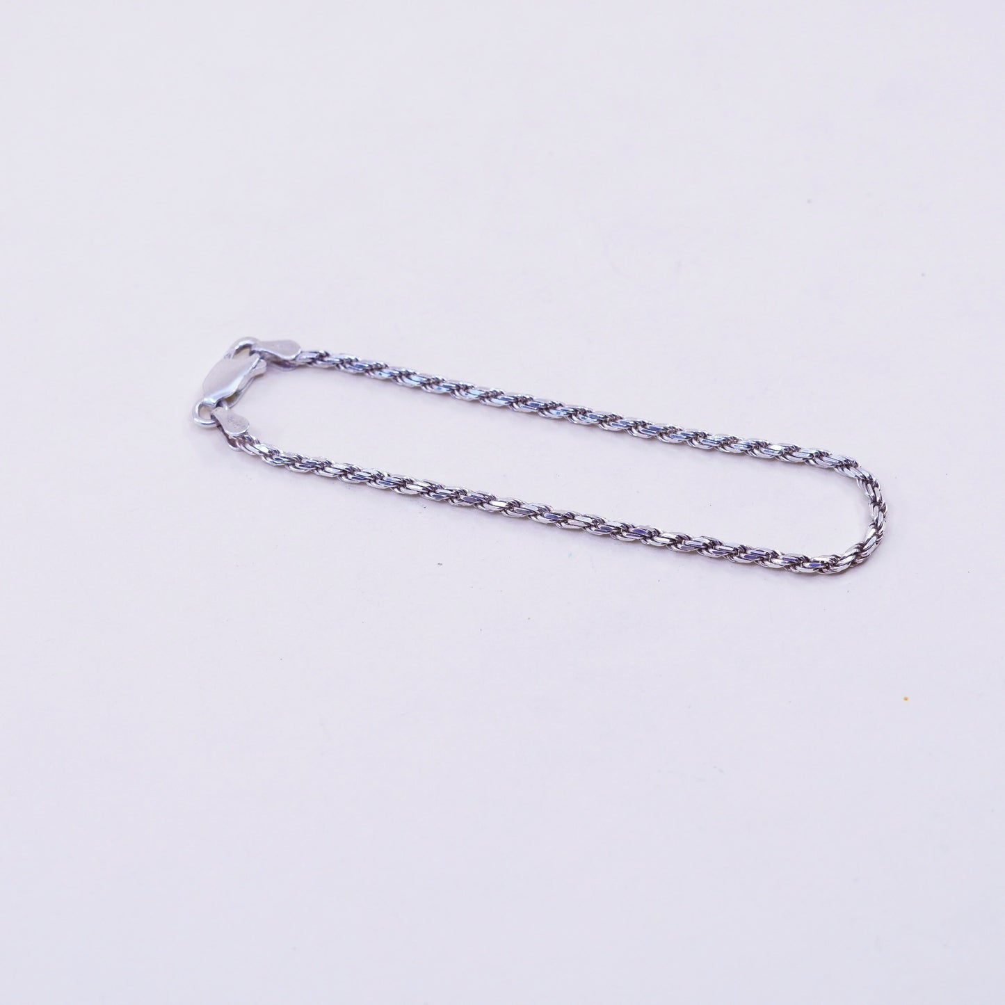 6.75”, 3mm, vintage Sterling silver rope chain, Italy 925 men’s bracelet
