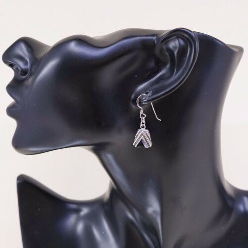Amazing Southwestern handmade Sterling Silver earrings, 925 Obsidian Dangles