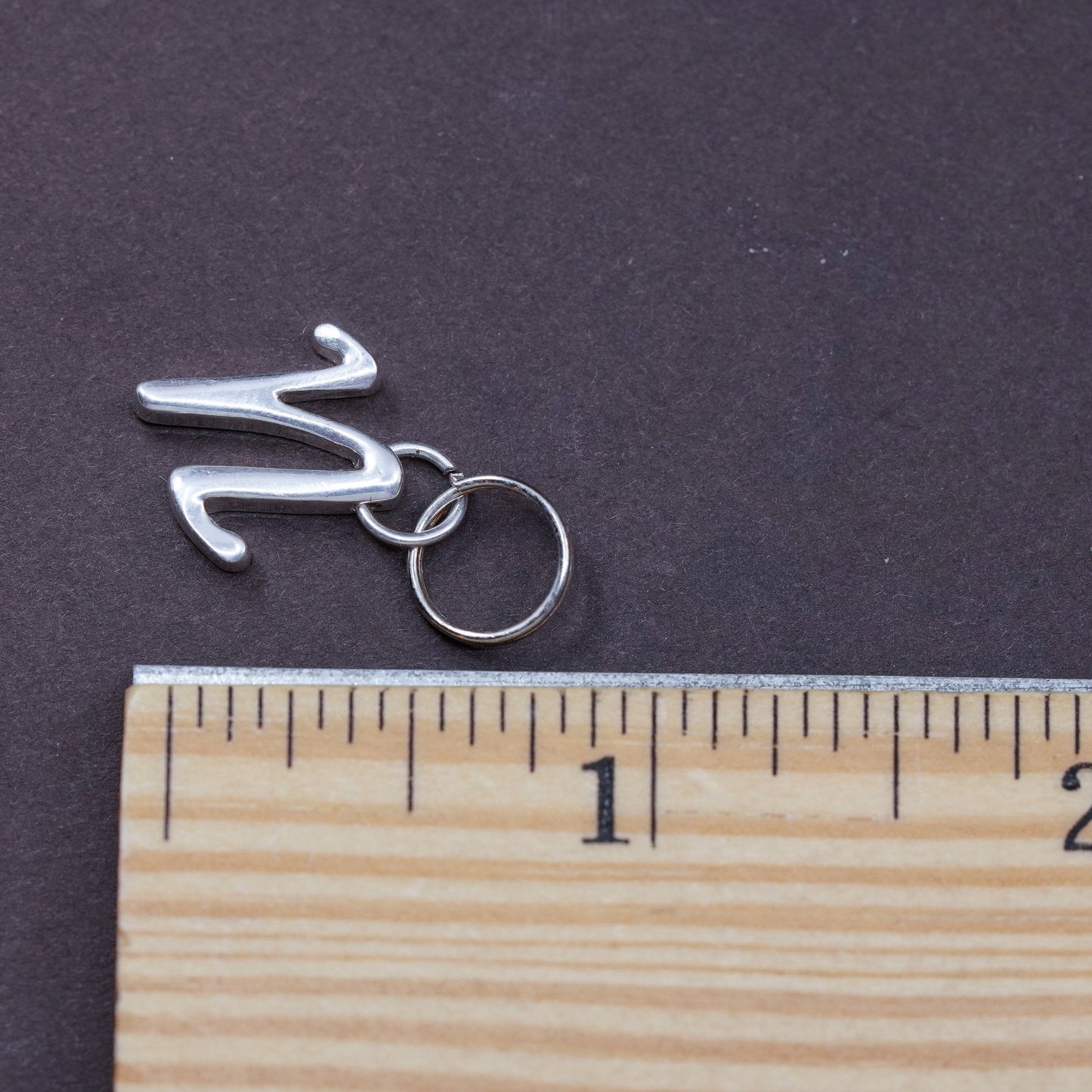 Vintage sterling silver handmade pendant, 925 charm with initial “N”
