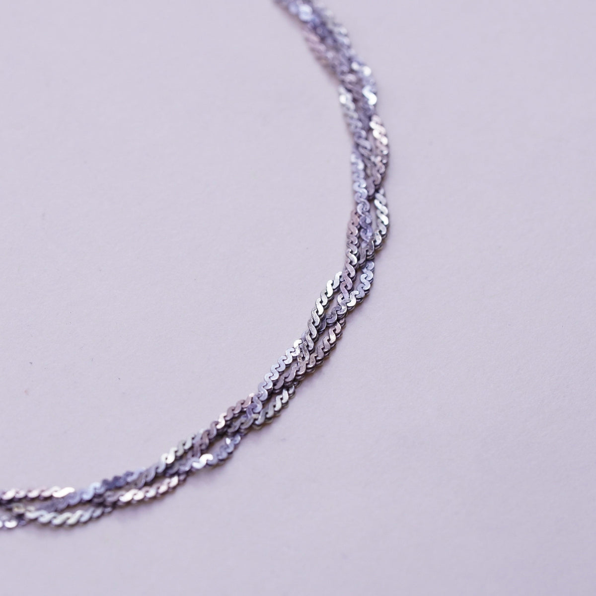 7”, 3mm, Vintage sterling 925 silver s-link chain, woven bracelet