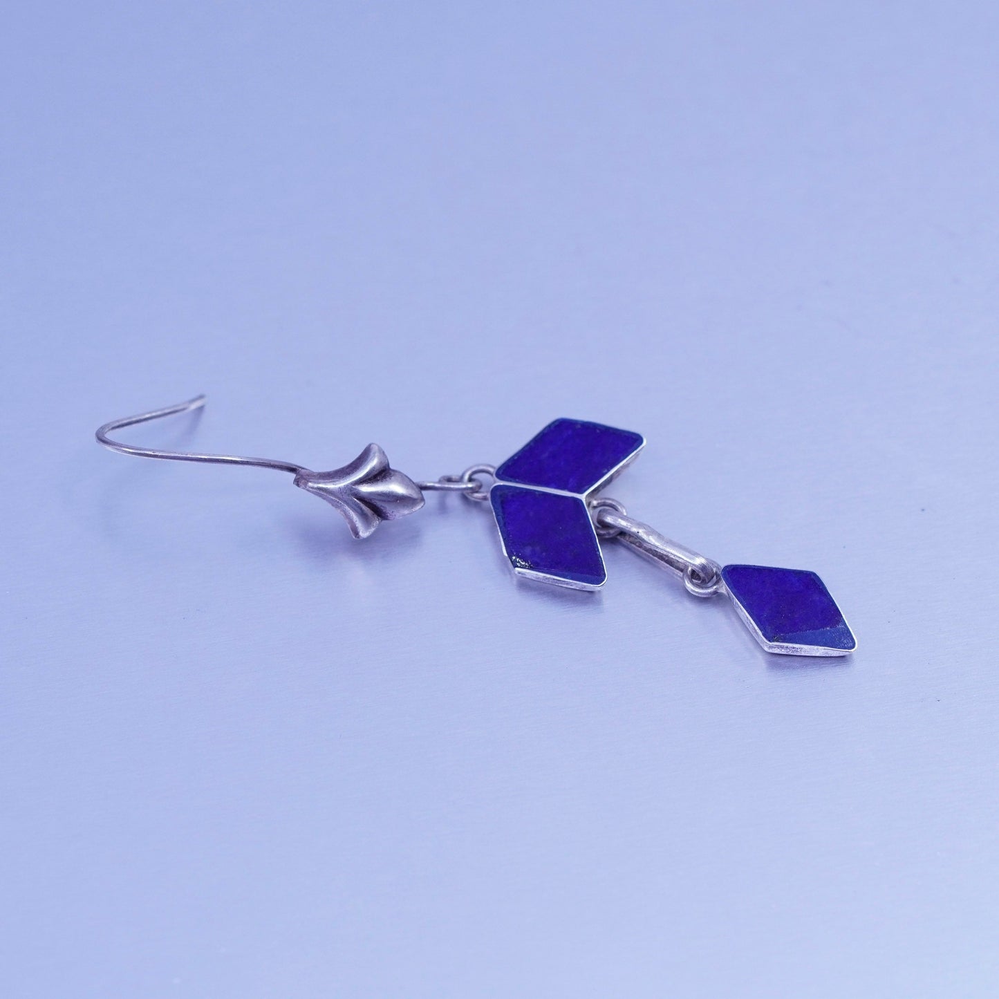 Vintage Sterling 925 silver handmade earrings with lapis lazuli