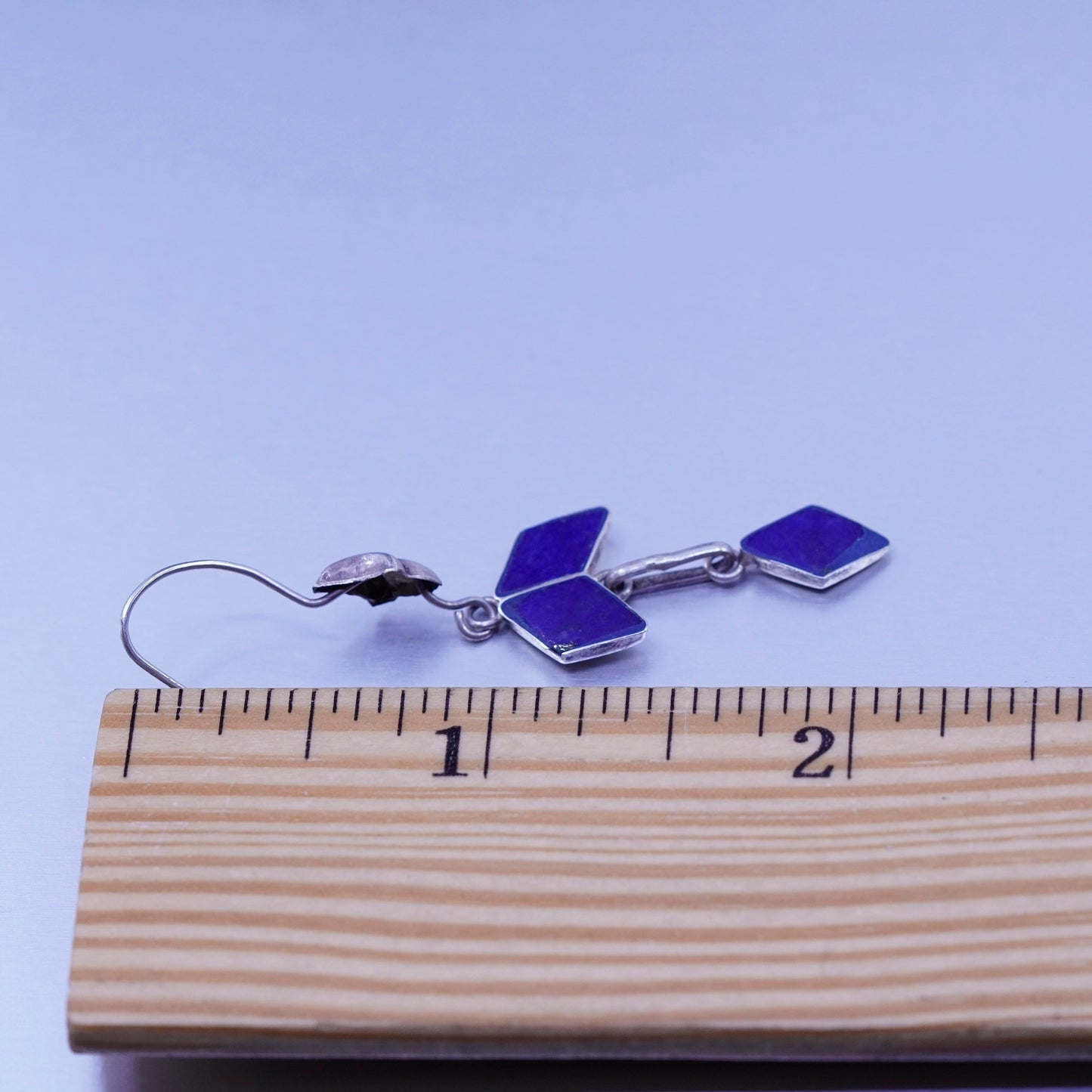 Vintage Sterling 925 silver handmade earrings with lapis lazuli