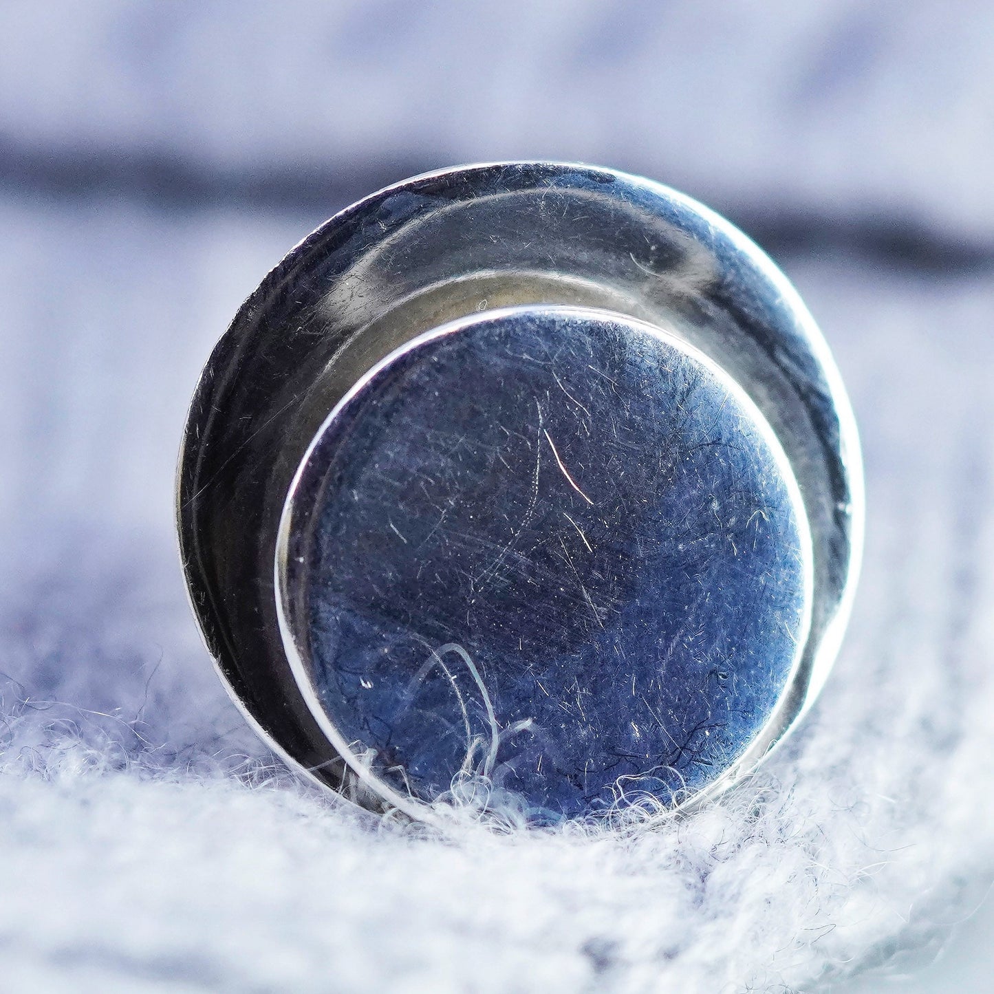 Size 8, Sterling 925 silver handmade ring, modern minimalist double circle band