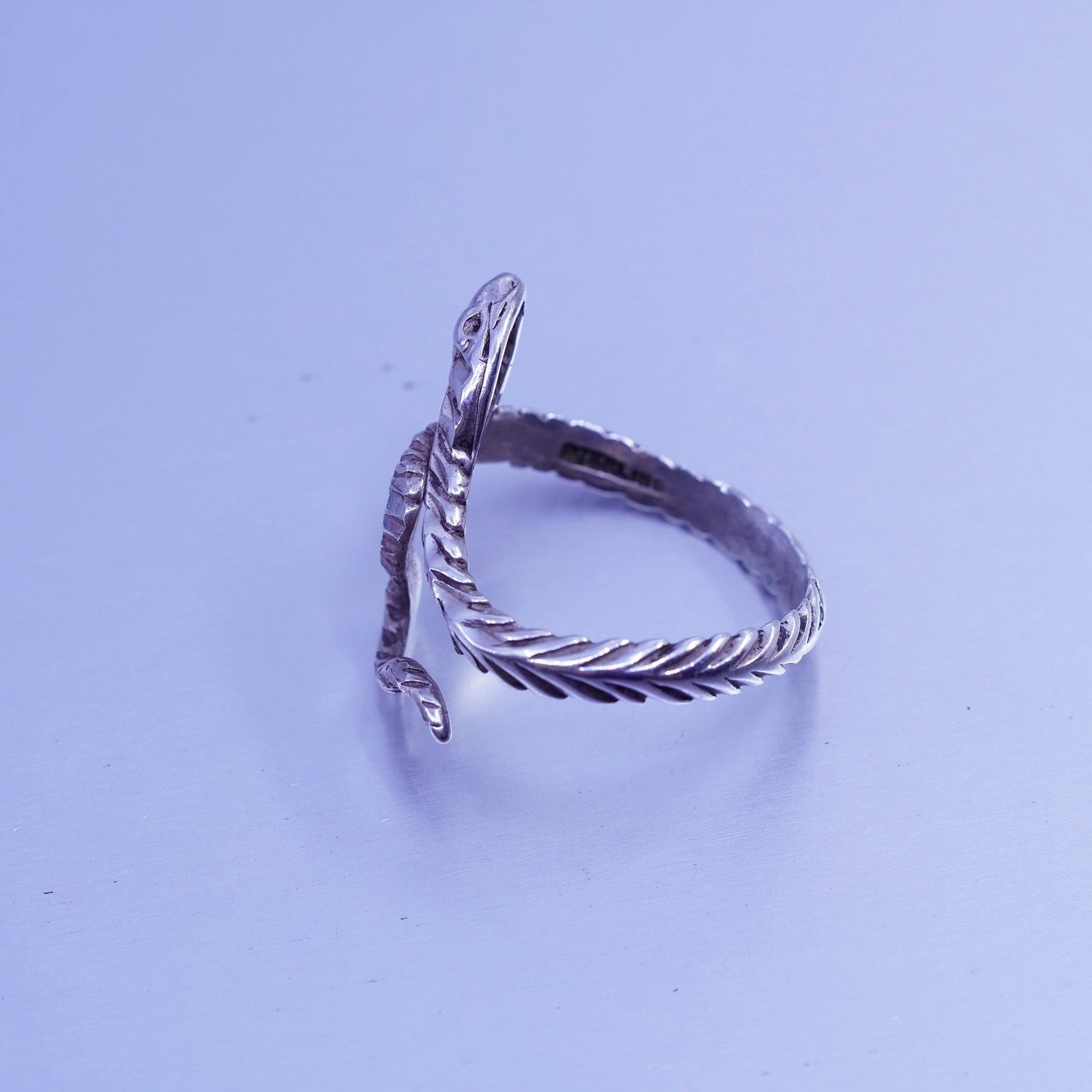 Size adjustable, vintage Sterling 925 silver handmade snake ring