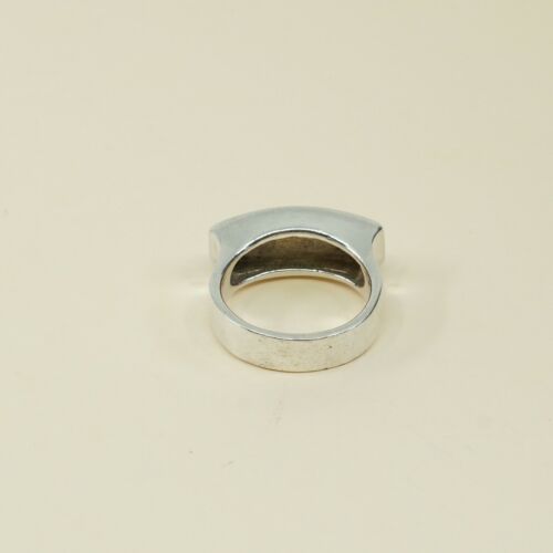 Sz 9, Vtg Sterling Silver Handmade Ring, 925 Silver Band marcasite inlay