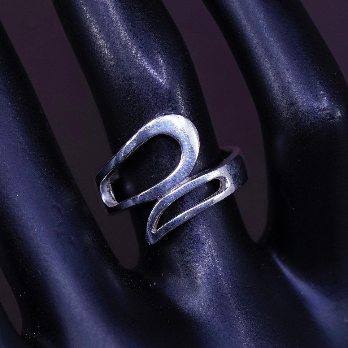 sz 6, vtg Sterling silver handmade ring, 925 wrap band