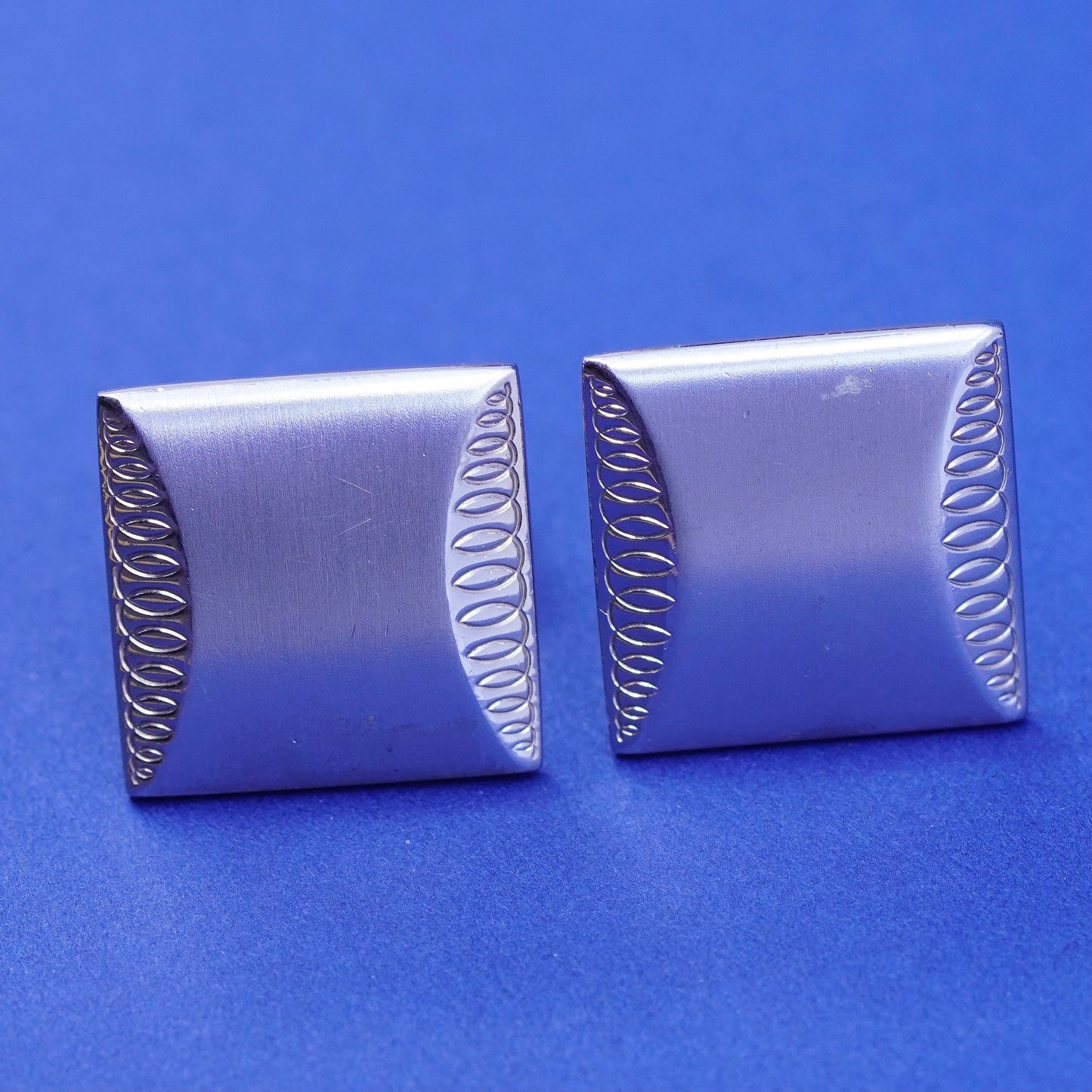 modern sterling silver Handmade cufflink, antique matte square 925 cuff links