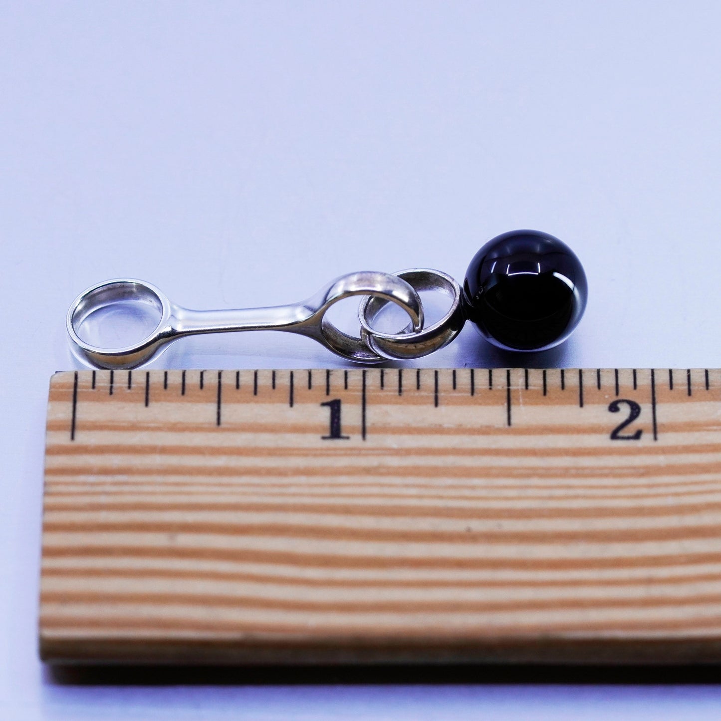 antique modern sterling 925 silver handmade pendant with round obsidian bead