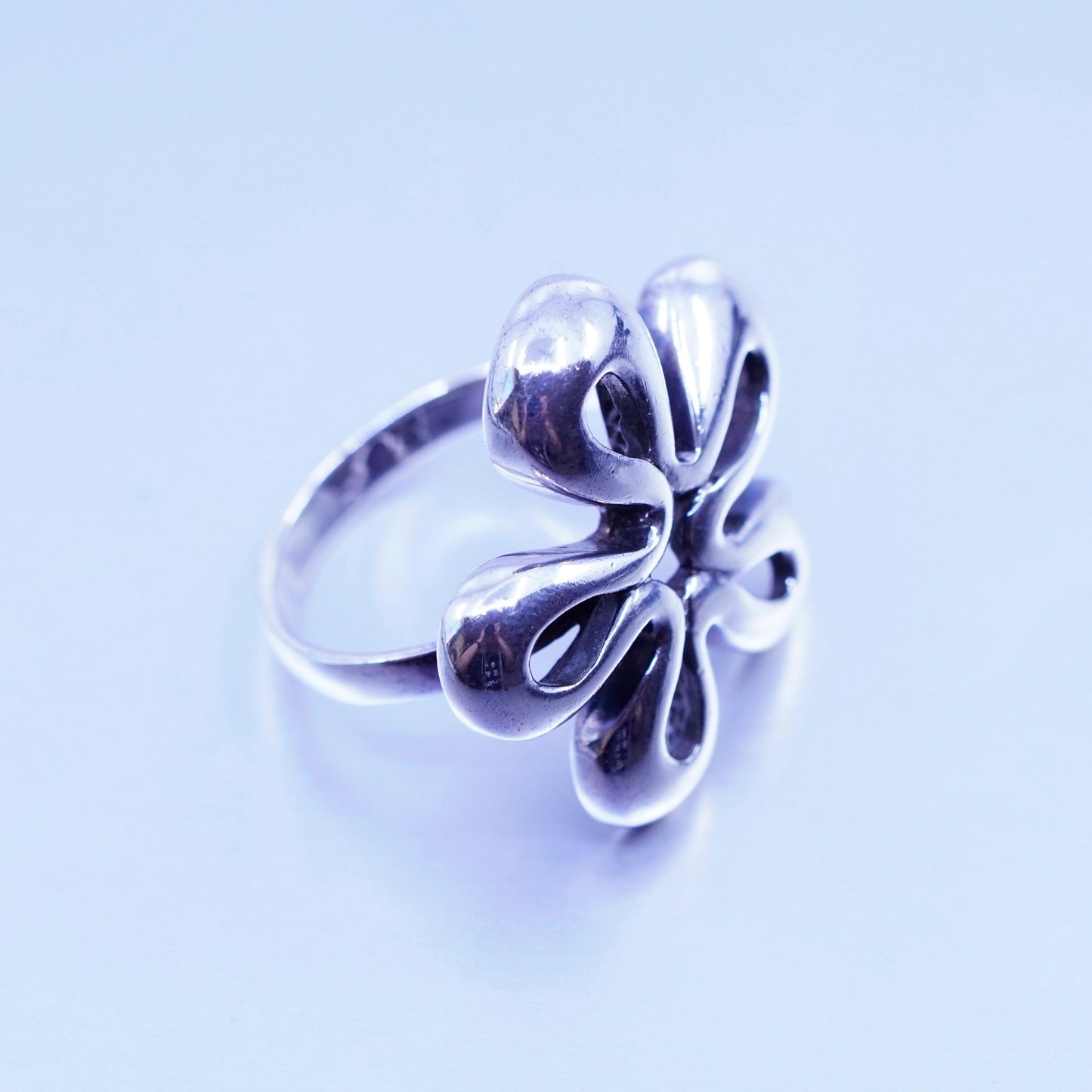 Size 9.25, southwestern Sterling 925 silver handmade ring, modern flower band
