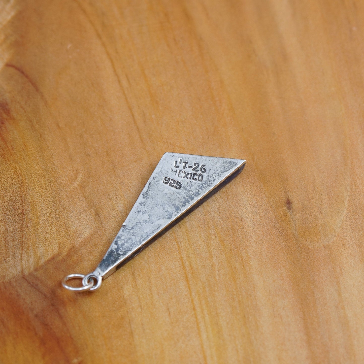 Vintage handmade Sterling 925 silver sodalite triangular pendant