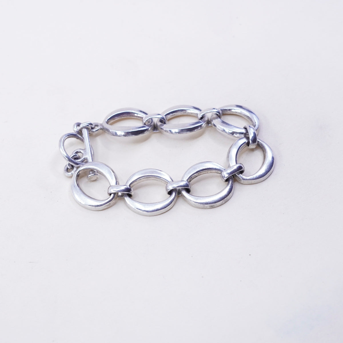 6.75”, Vintage sterling silver handmade bracelet, 925 oval link chain