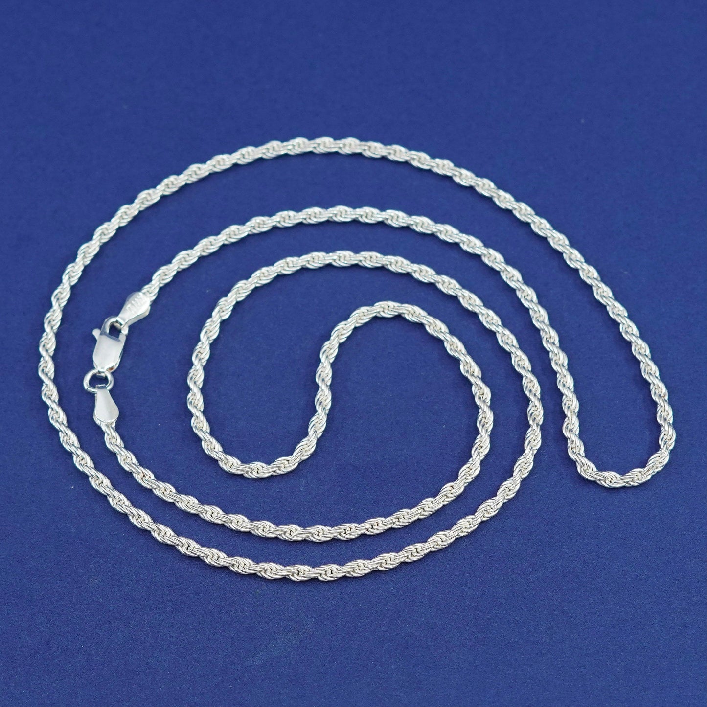 24”, 3mm, vintage milor italy sterling silver necklace, bold 925 rope chain