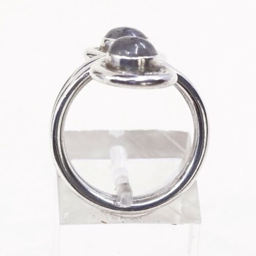 Size 6, Vintage Sterling Silver Handmade Ring, Solid 925 Swirl With Moonstone