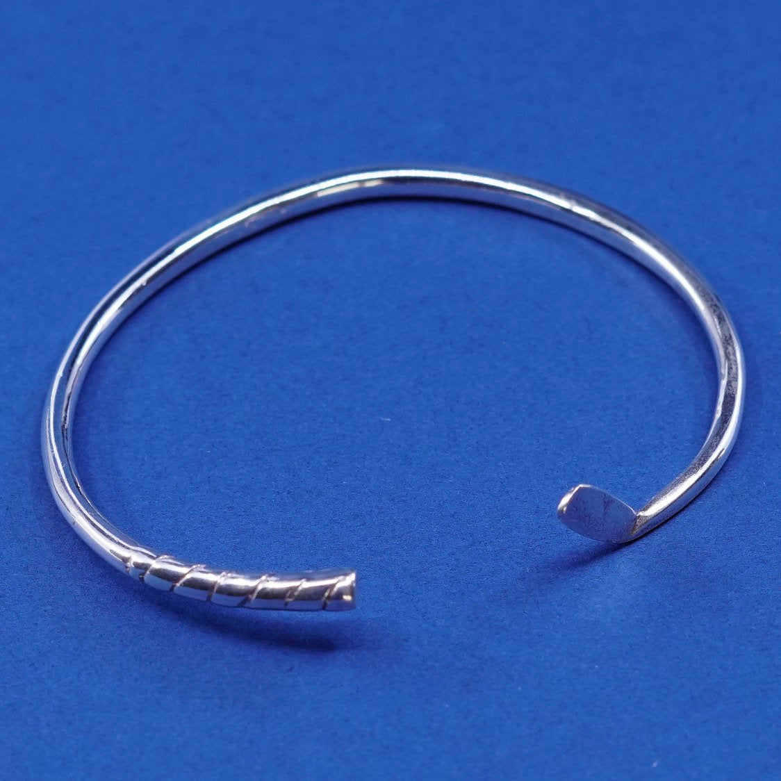 7”, vtg sterling silver handmade bracelet, 925 gold club cuff