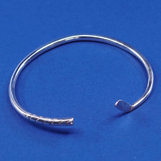 7”, vtg sterling silver handmade bracelet, 925 gold club cuff