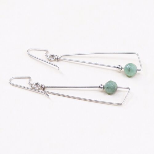 Amazing handmade Sterling 925 Silver earrings, 925 Wire Hooks W/ Jade Bead