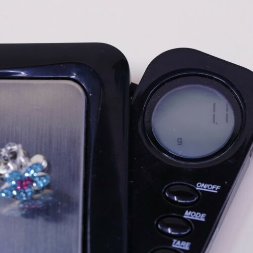 Vintage Sterling Silver Handmade Earrings, 925 Blue Flower Studs W/ Cluster Cz