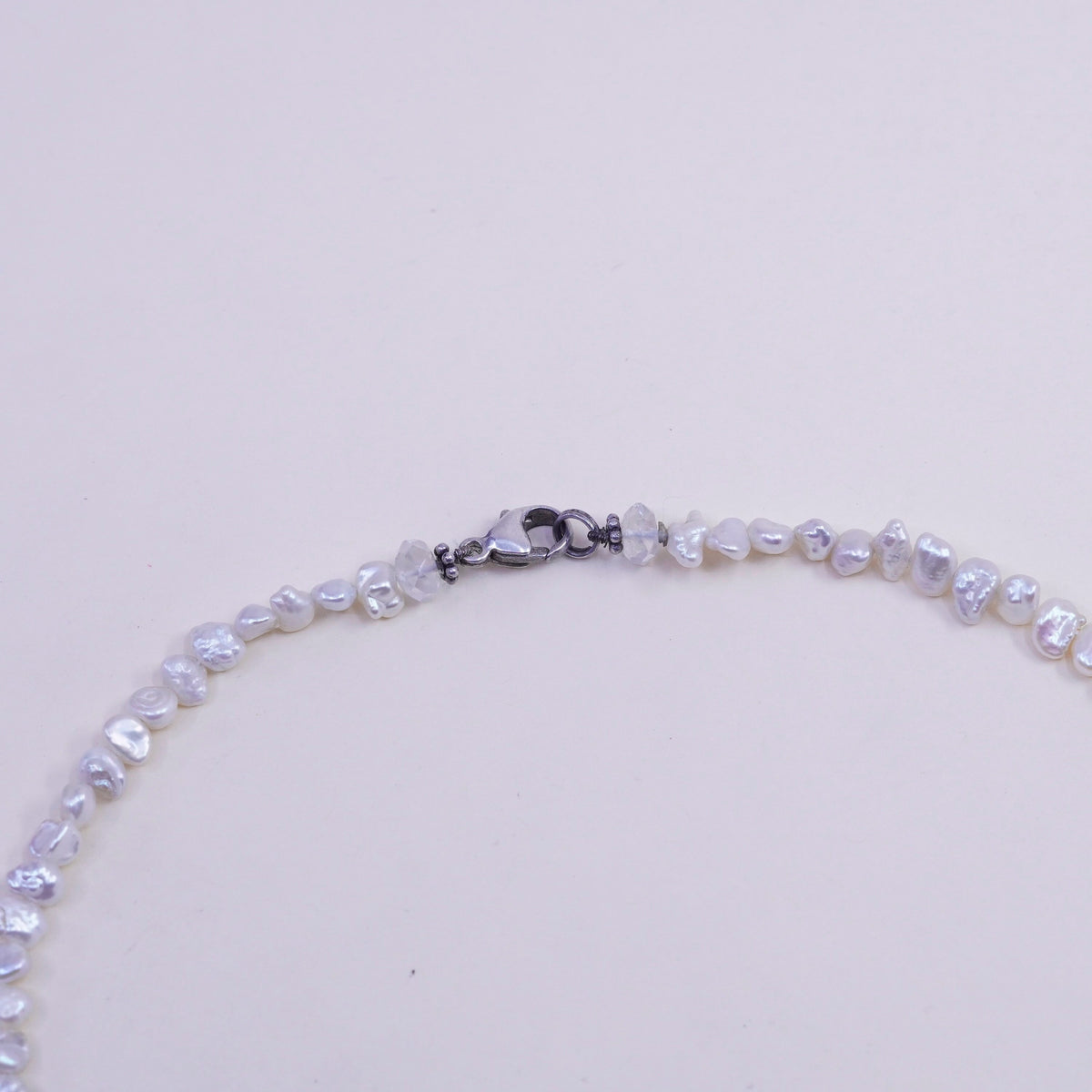 16”, Vintage pearl beads necklace chain with sterling 925 silver clasp