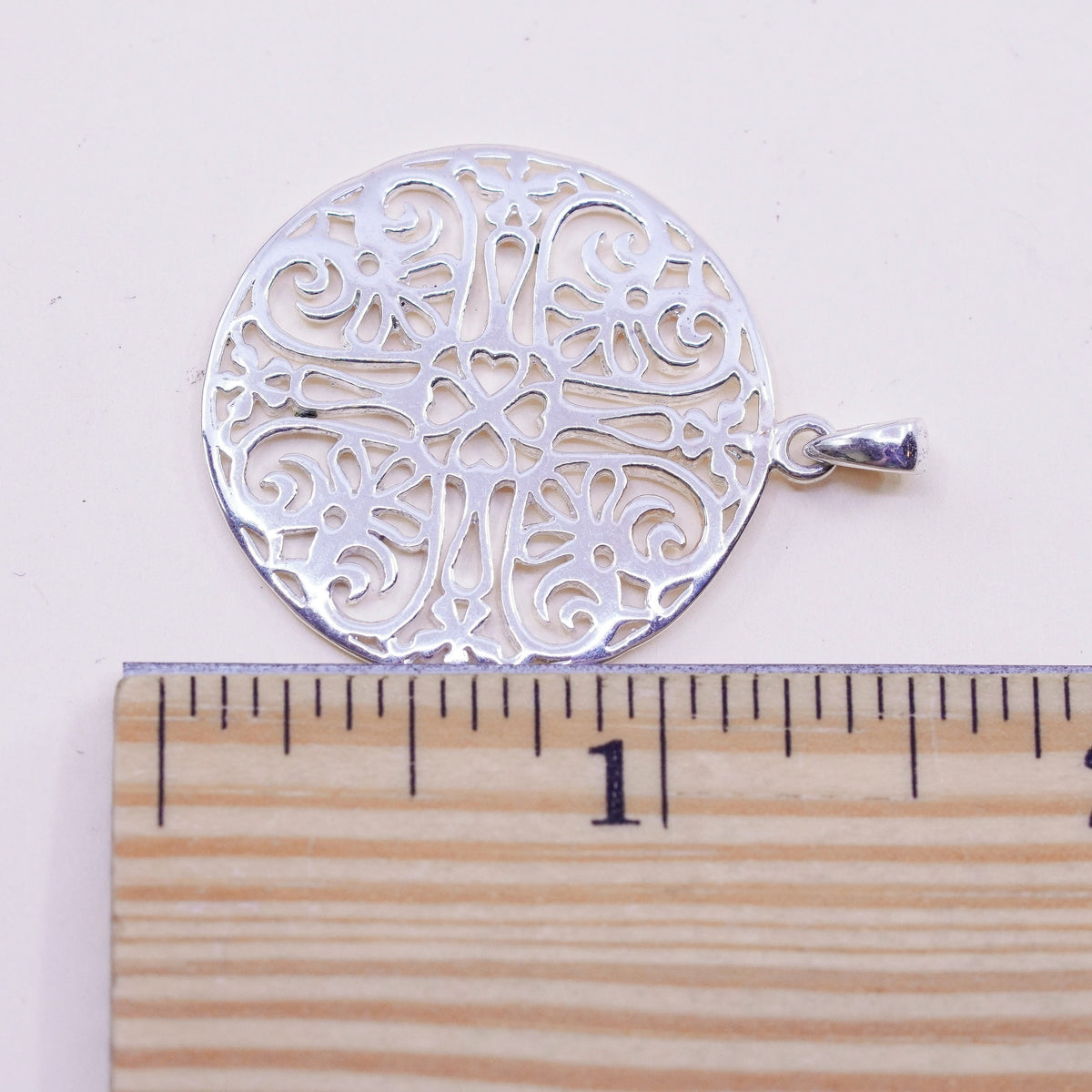 Irish Celtic knot sterling silver pendant, 925 filigree heart clover circle