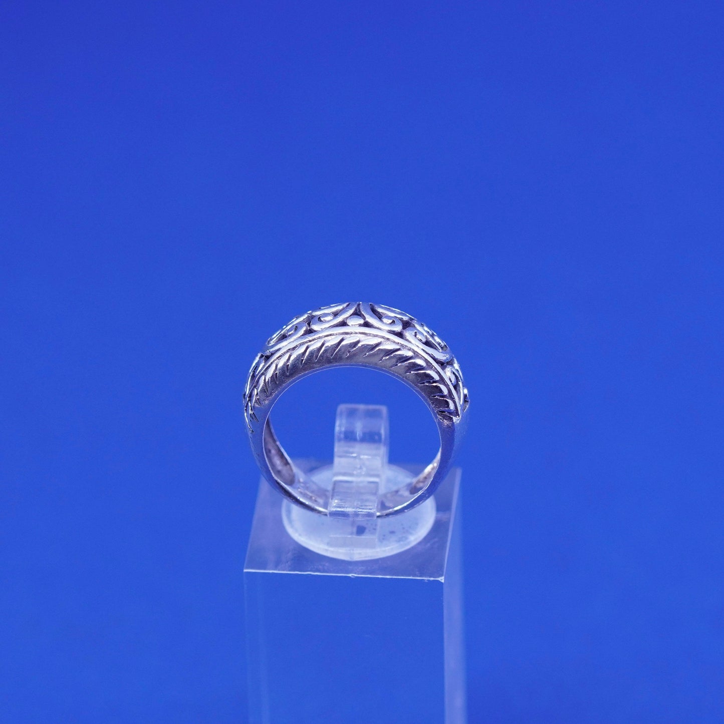Size 6.5, vintage Sterling silver handmade ring, 925 Filigree swirl band