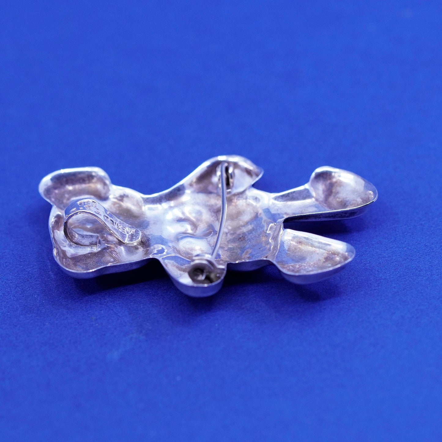 Vintage Sterling silver handmade brooch, 925 teddy bear pendant