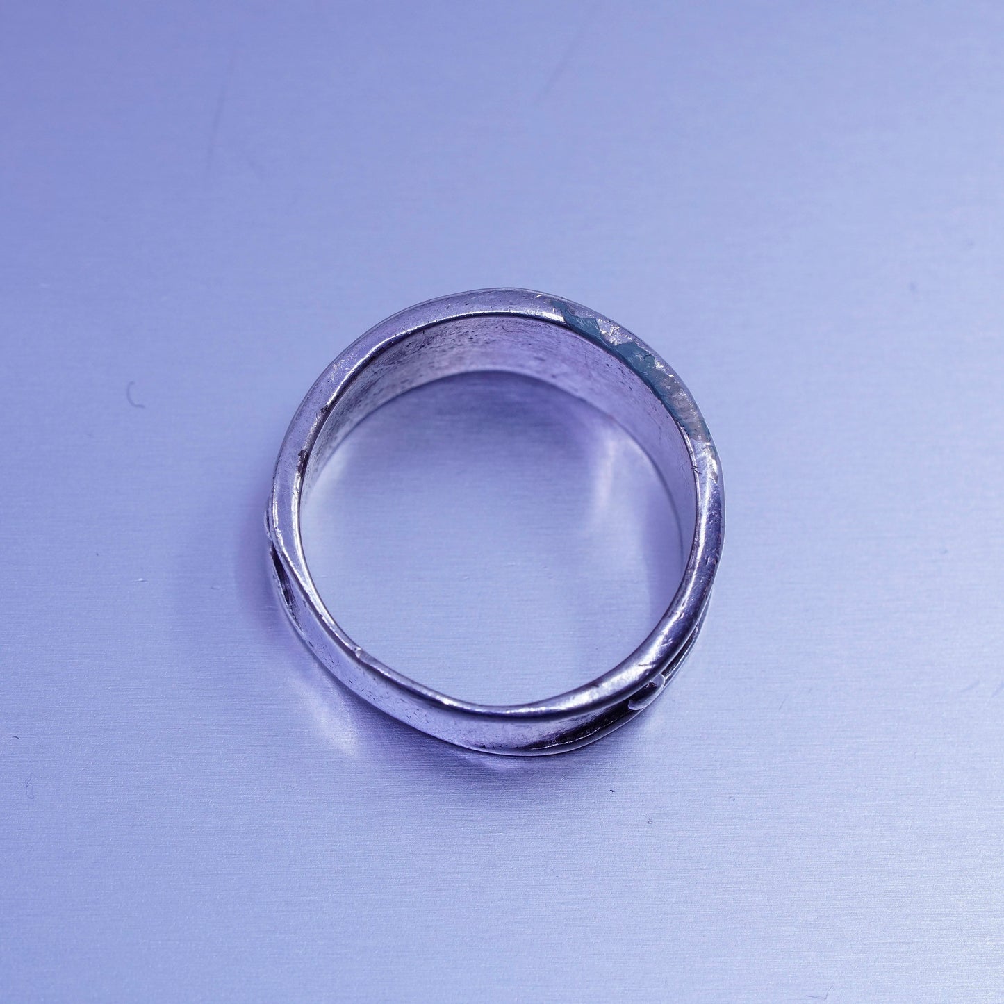 Size 7, southwestern Sterling 925 silver ring, textured band “joy love hope