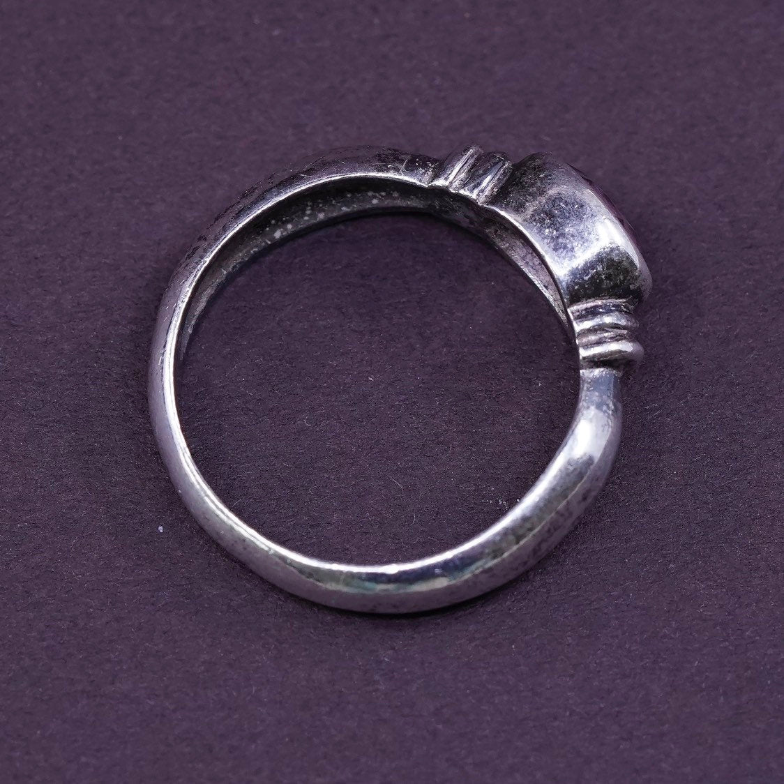 sz 6.75, Sterling silver handmade ring, 925 w/ oval amethyst