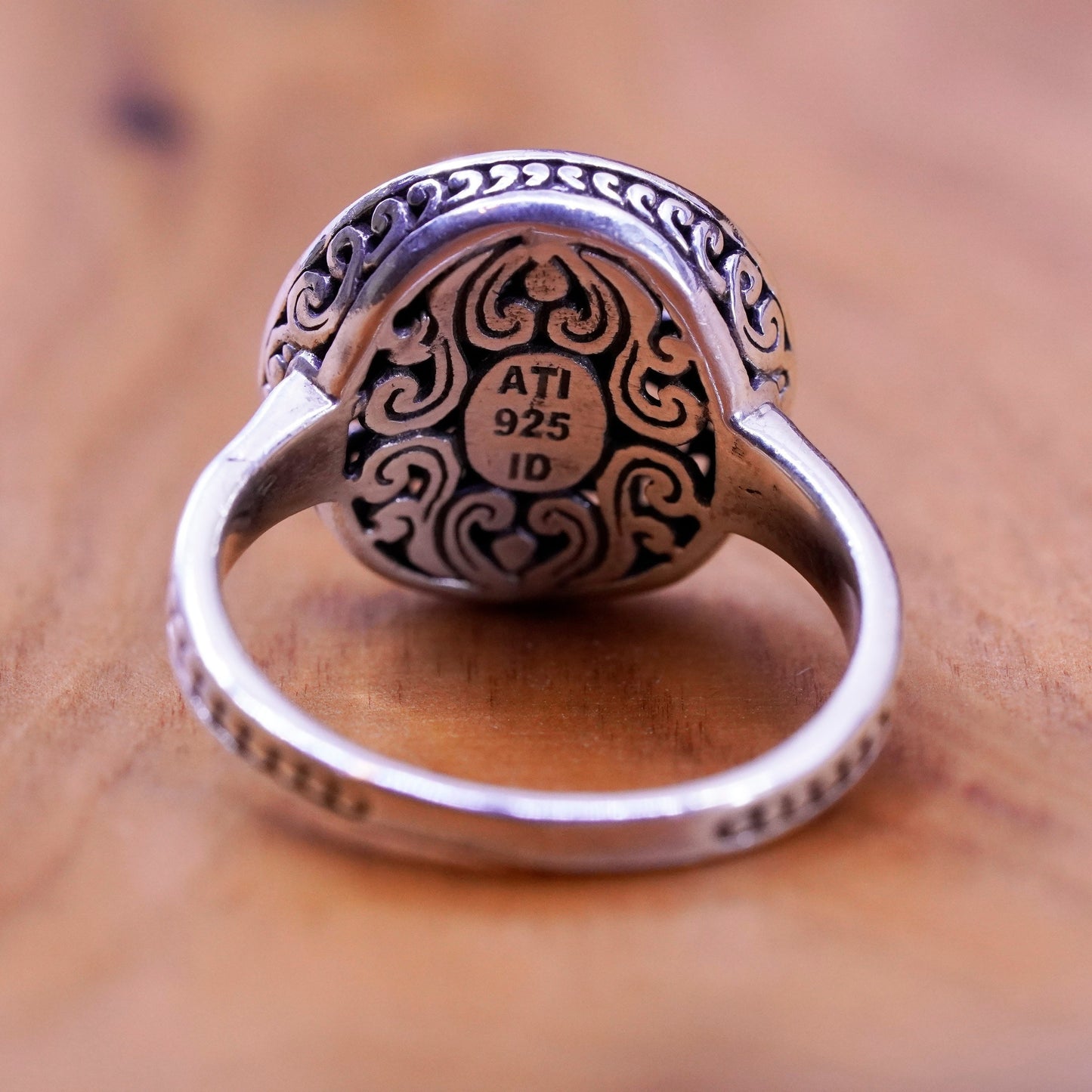 Size 9, vintage Indonesia Sterling silver prayer ring, 925 bali band