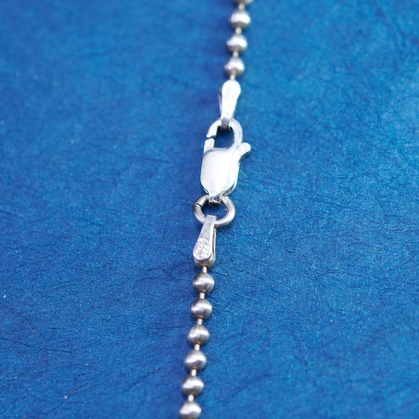 16”, 2mm, vintage Sterling silver handmade necklace, 925 beads chain