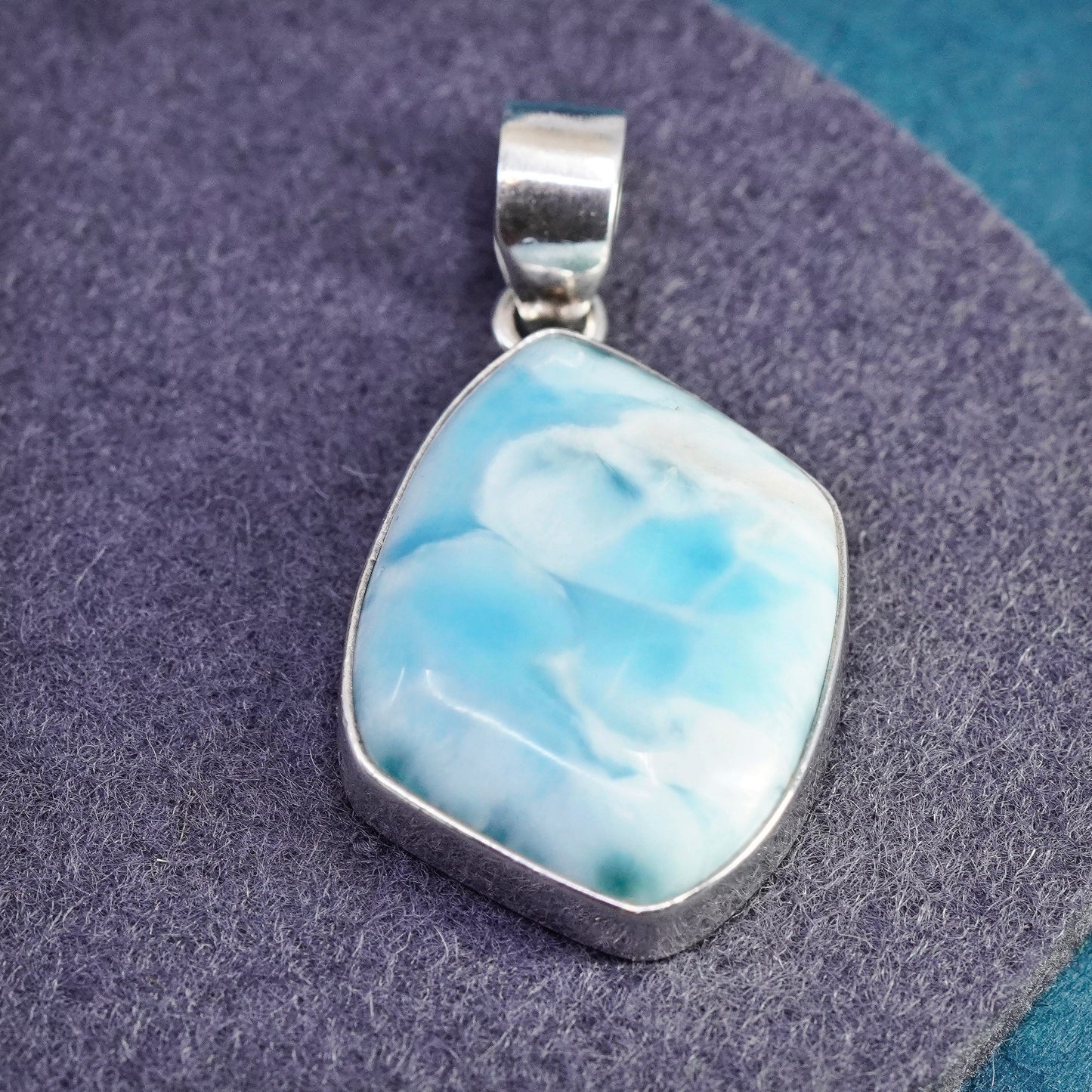 Vintage Sterling 925 Silver Handmade Pendant with larimar