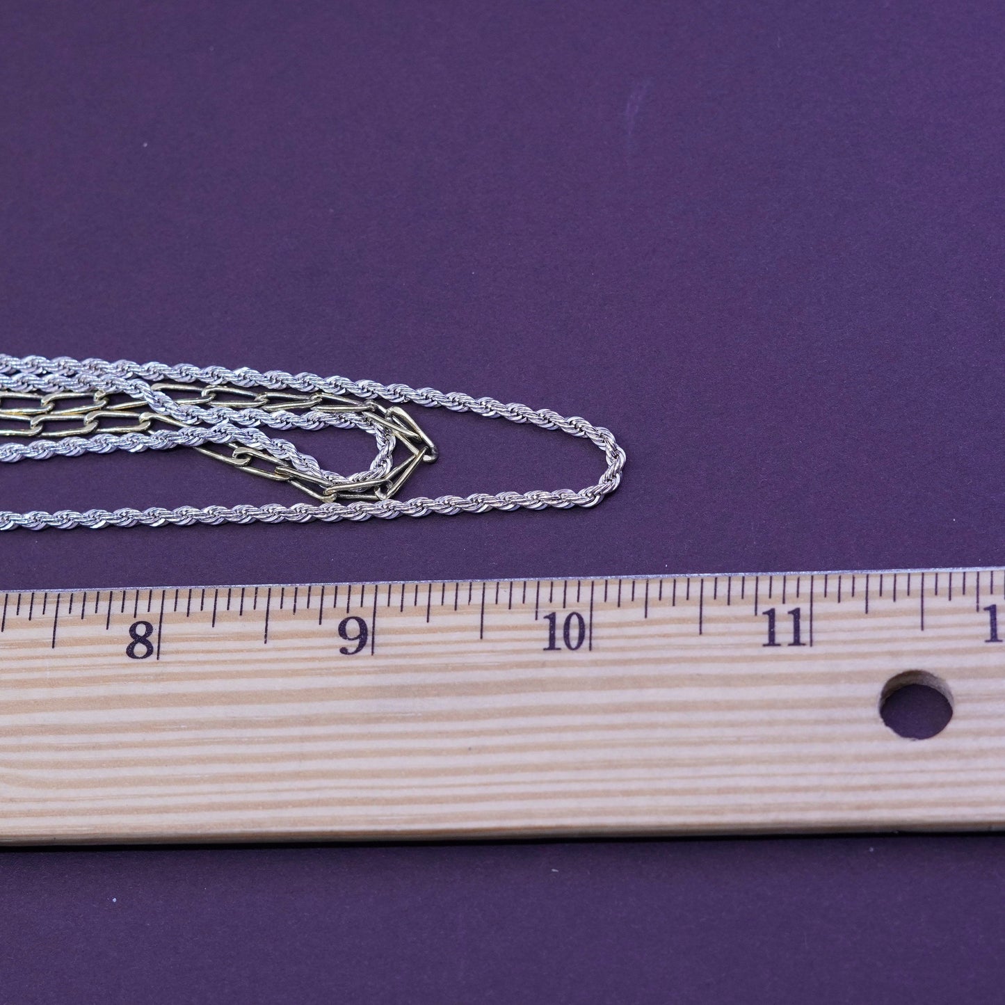 18”, vintage Italy Sterling silver necklace multi strands 14K gold filled chain