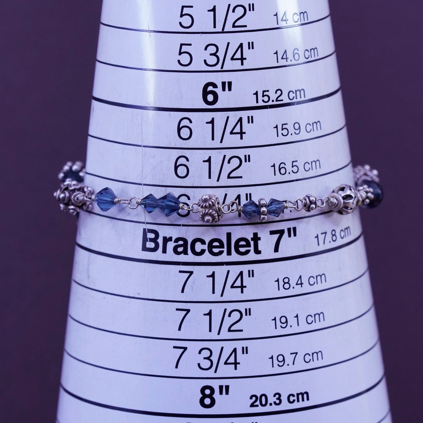6.75”, vintage handmade crystal beads bracelet