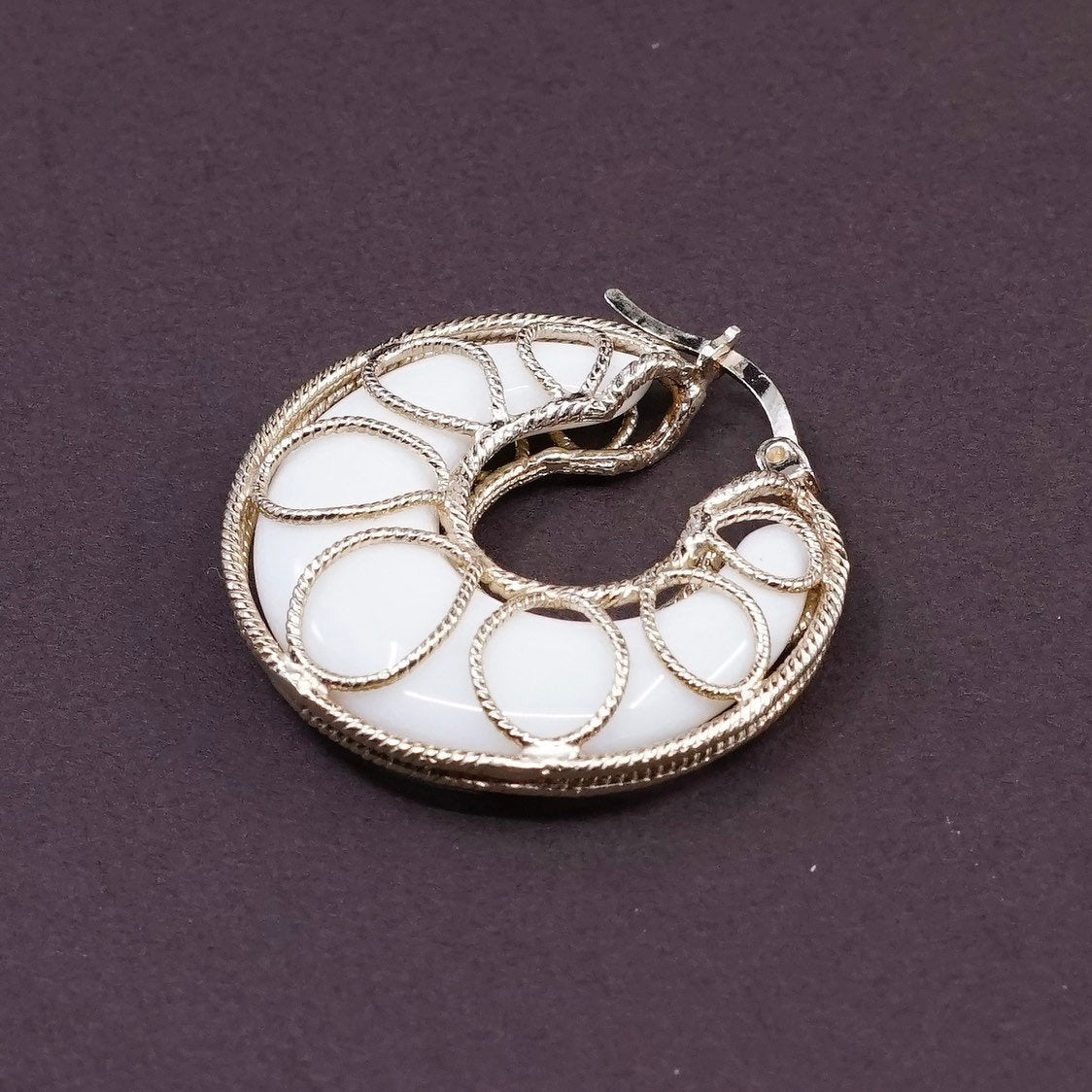 1.25" Turkey vermeil gold Sterling silver hoops 925 huggie earrings white stone