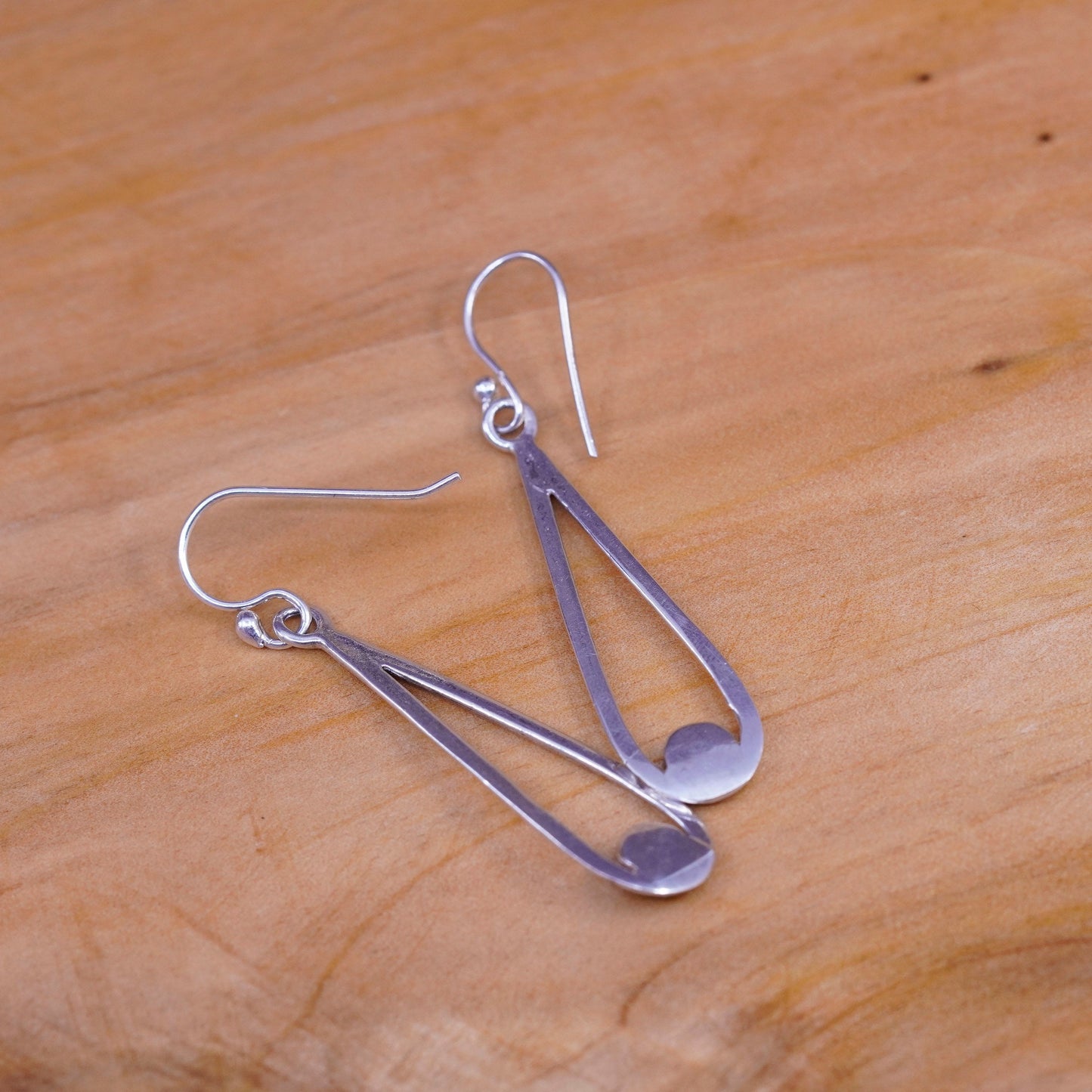 Vintage Sterling 925 silver handmade teardrop earrings with turquoise