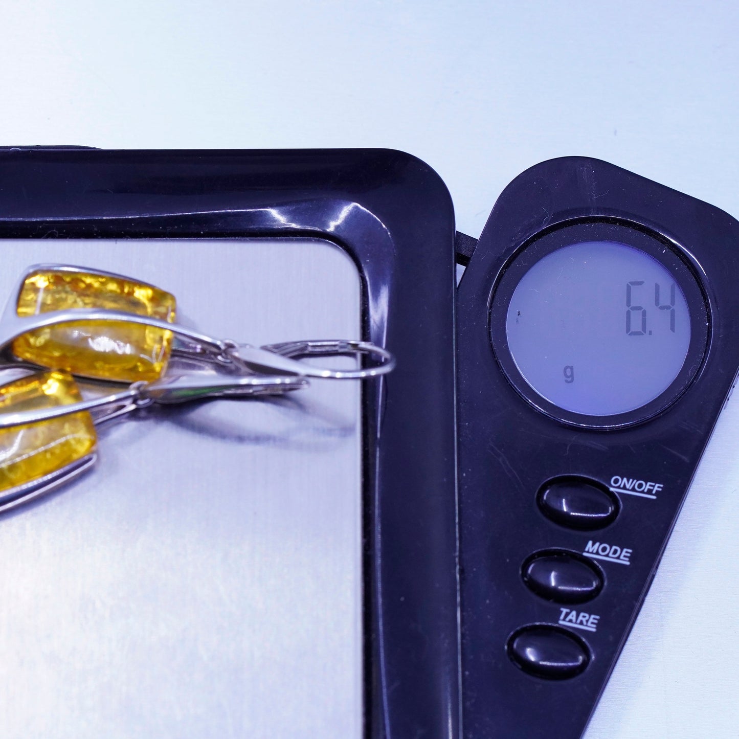 Vintage jewelry | handmade Sterling 925 silver earrings with amber