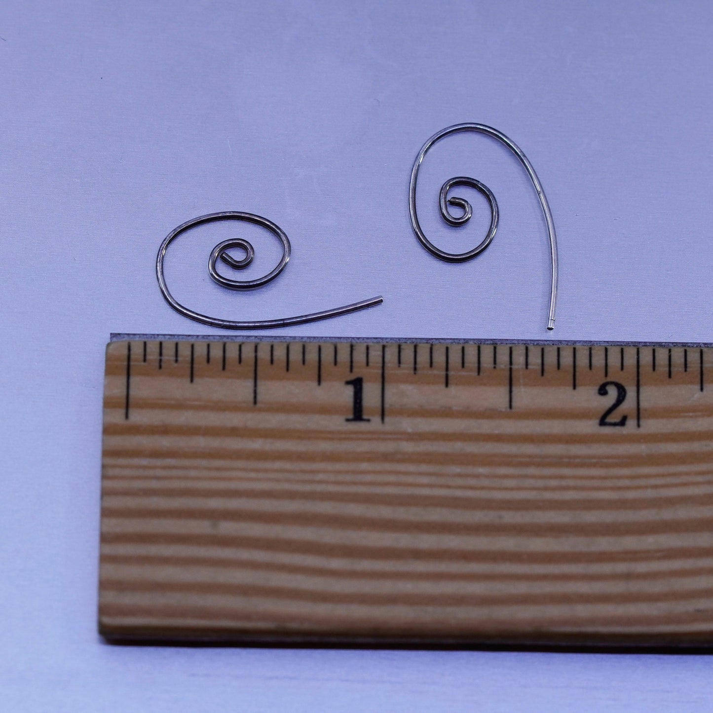 Vintage Sterling 925 silver handmade swirly earrings
