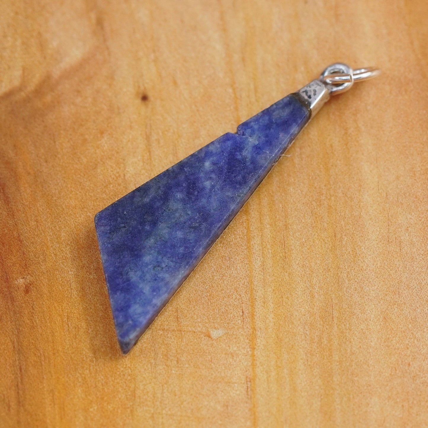Vintage handmade Sterling 925 silver sodalite triangular pendant