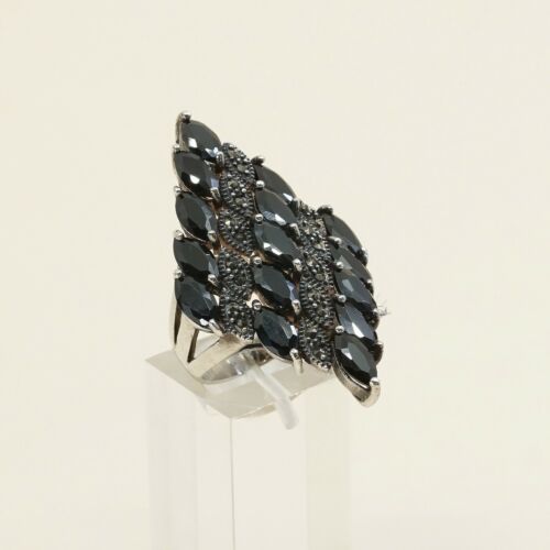 Sz 8.5, Vtg Sterling Silver handmade Ring, 925 Silver W/ Ovsidjan n marcasite