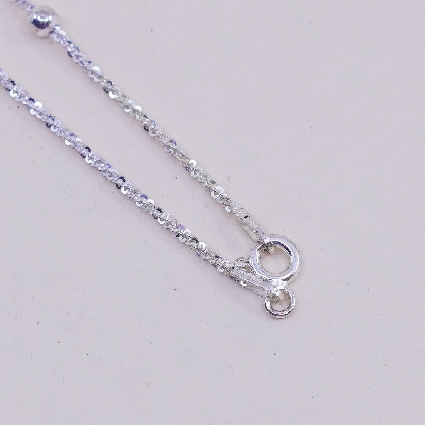 20”, 2mm, Vintage sterling silver Italy 925 twisted chain with beads, necklace