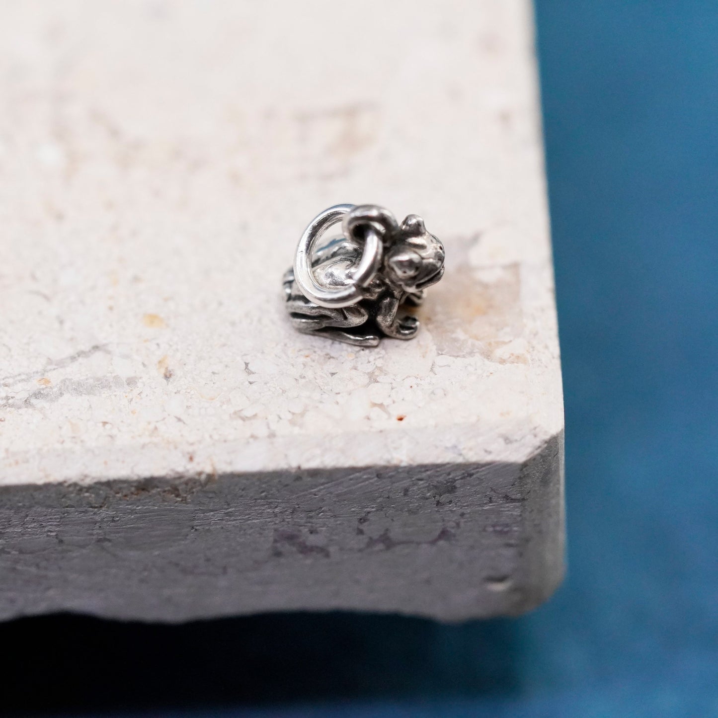 Vintage sterling sterling silver handmade pendant, 925 frog charm