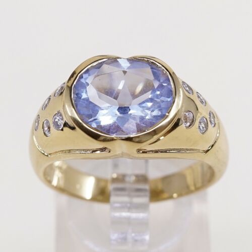 Sz 10.5, Vtg Vermeil Gold Sterling silver Statement ring, 925 W/ Topaz N Cz