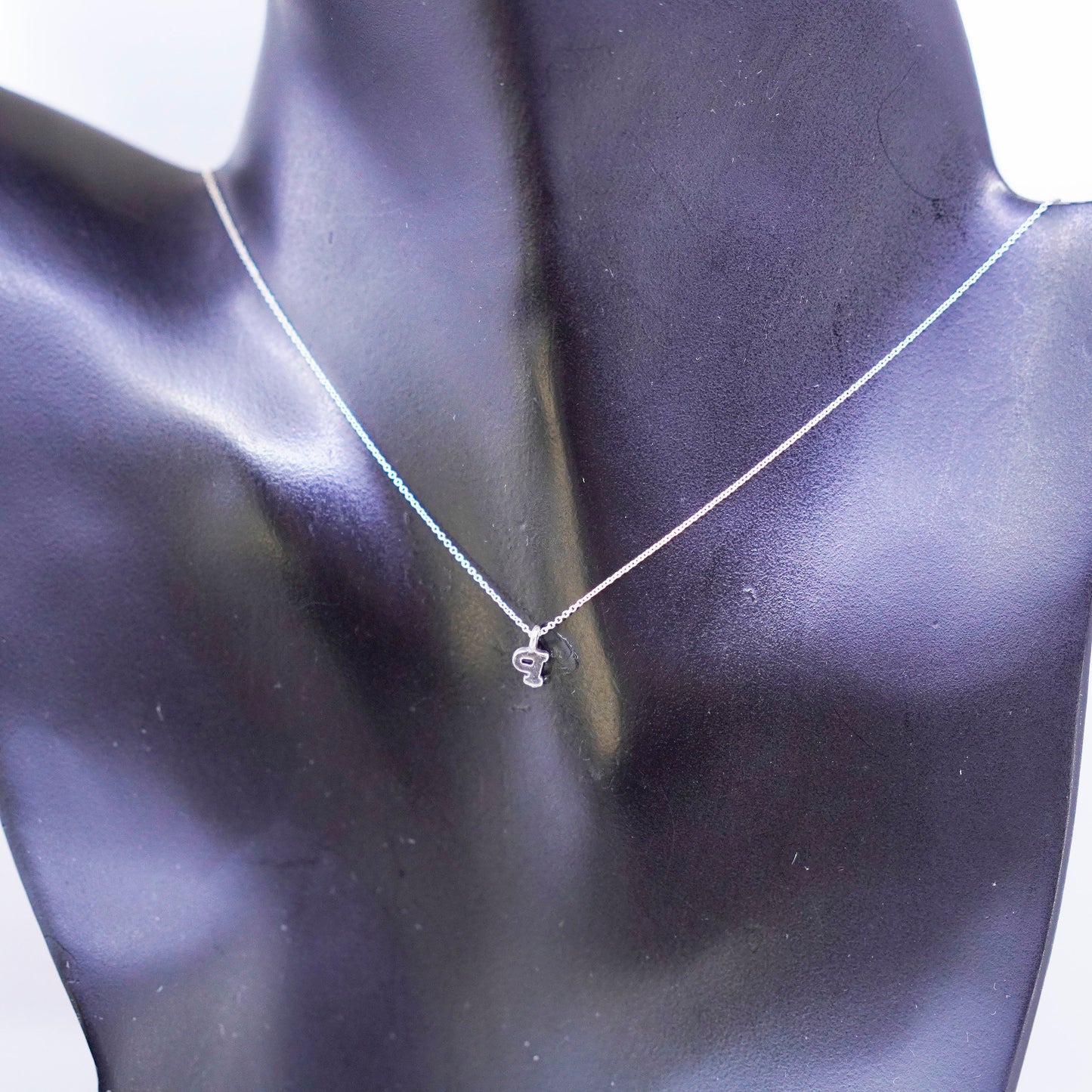 16”, Sterling silver necklace, 925 circle chain with initial letter P pendant