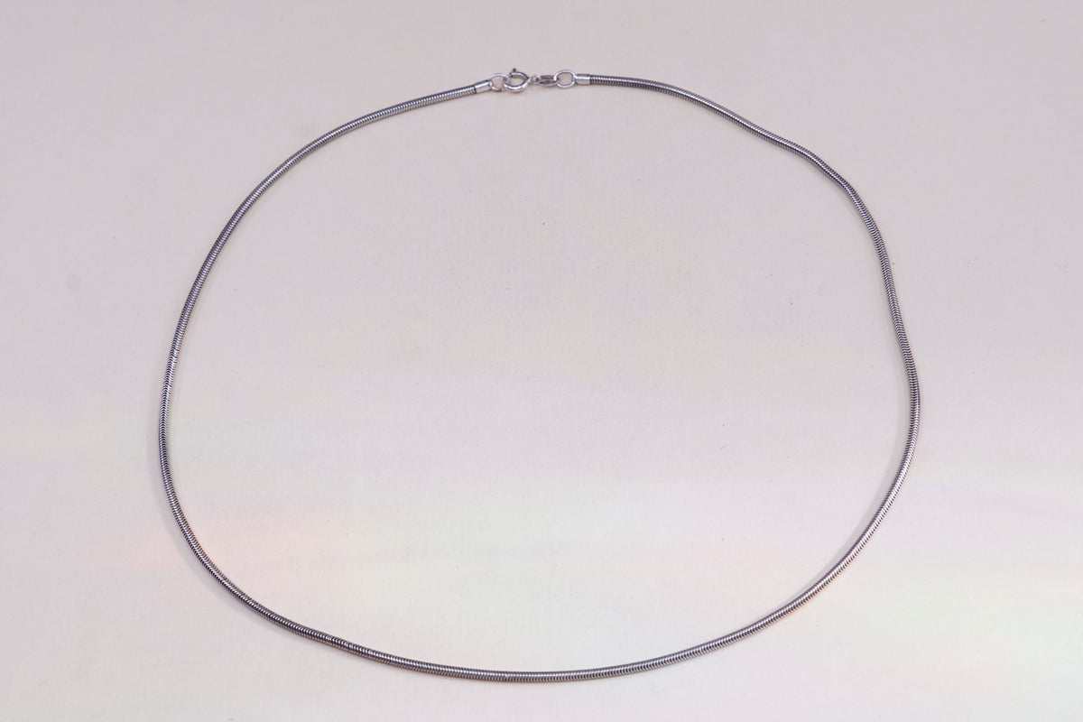 16”, 2mm, Italian sterling 925 silver twisted snake chain, necklace