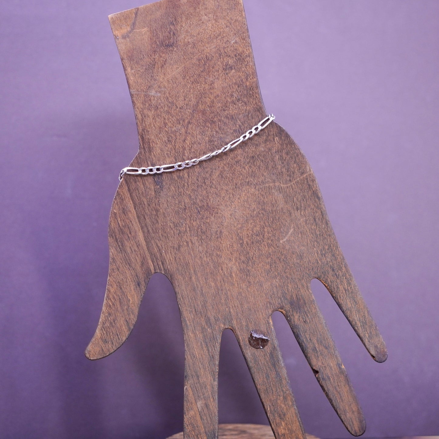 7.25”, 4mm, vintage milor Sterling silver bracelet, 925 figaro link chain