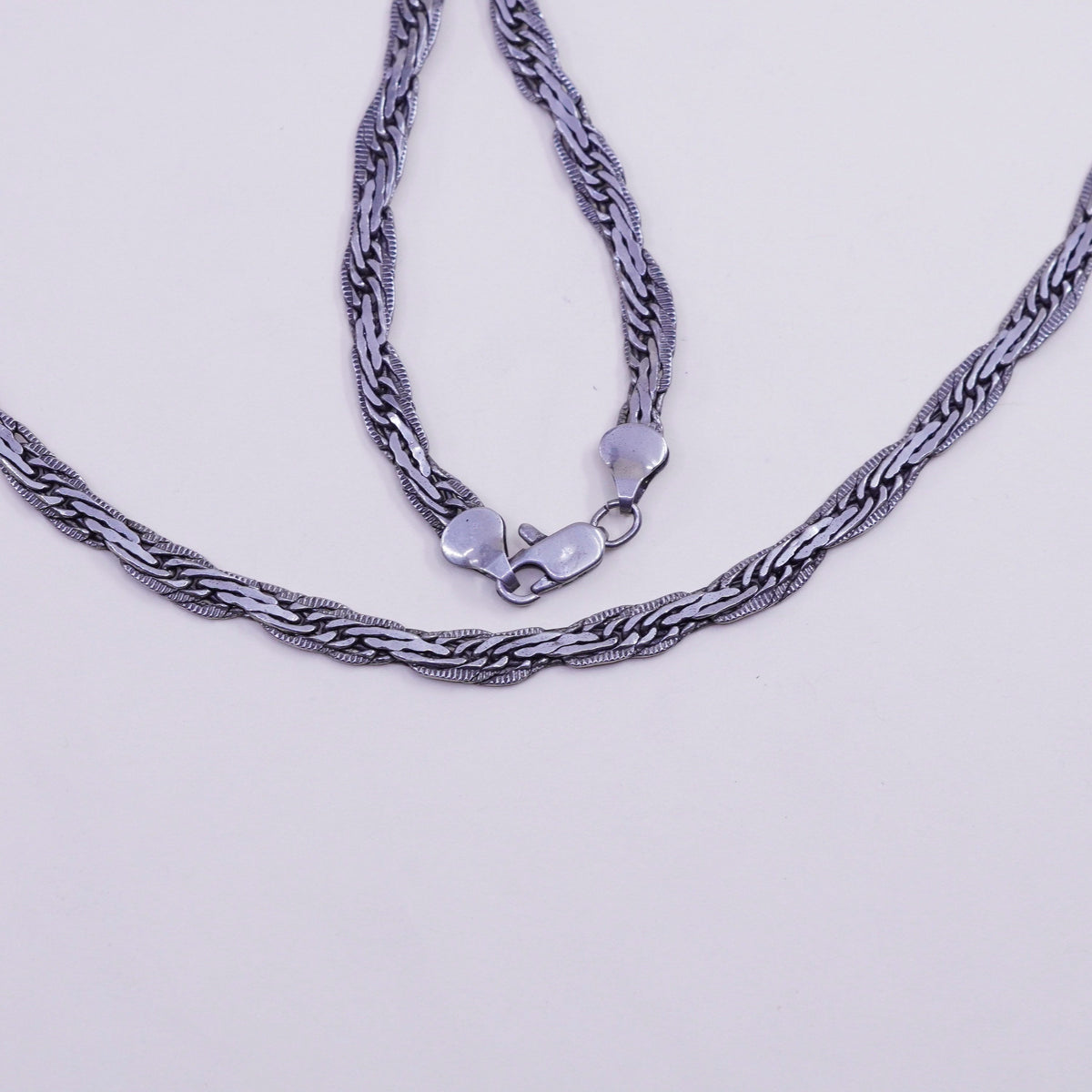 24”, 5mm, Vintage sterling silver chain, Italy flatten 925 nugget chain