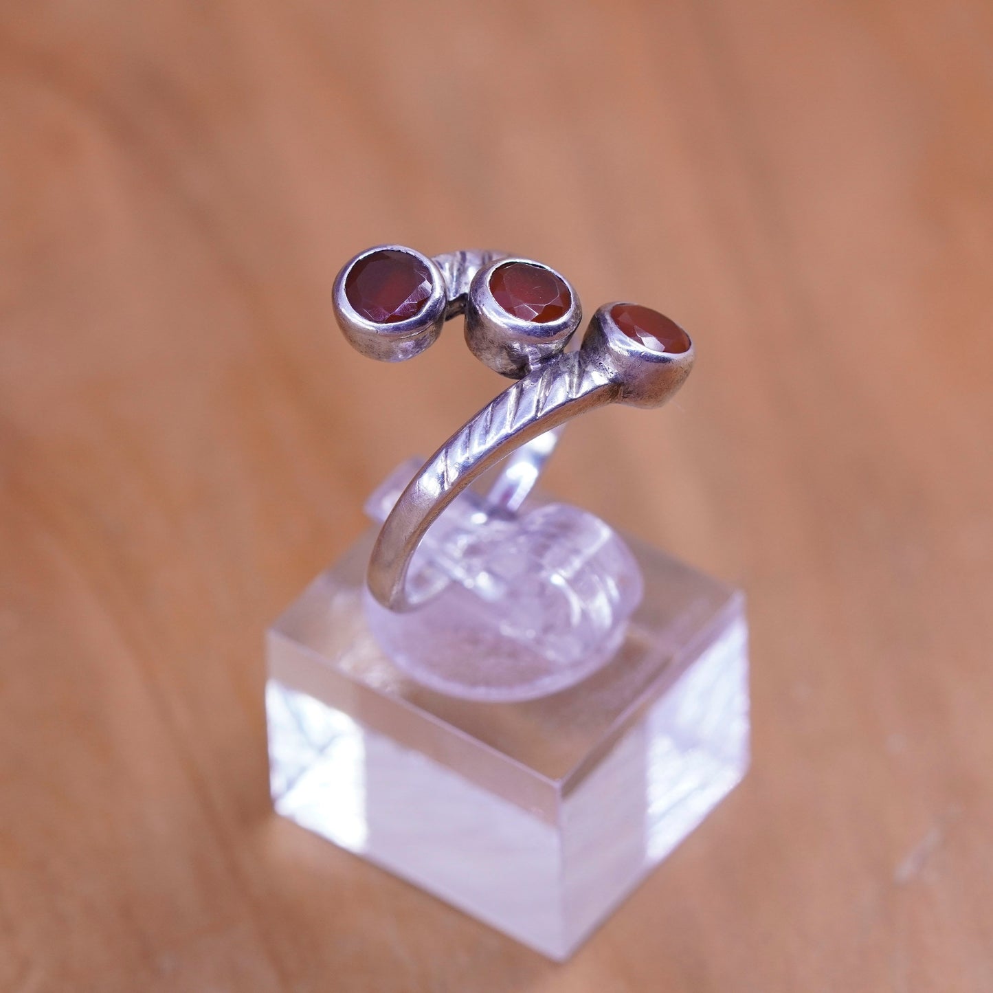 Size 8.5, vintage Sterling silver handmade ring with round carnelian