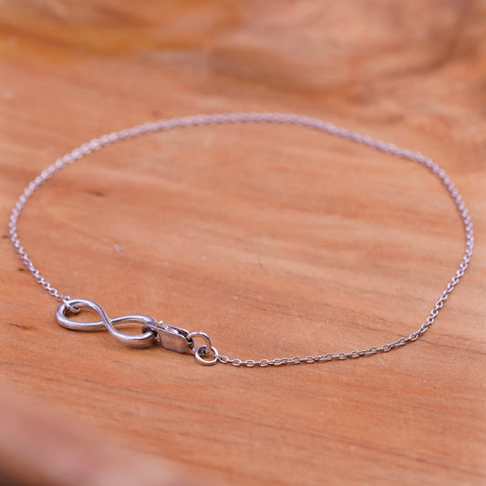 9.75”, Sterling silver charm bracelet, 925 circle chain with infinity charm