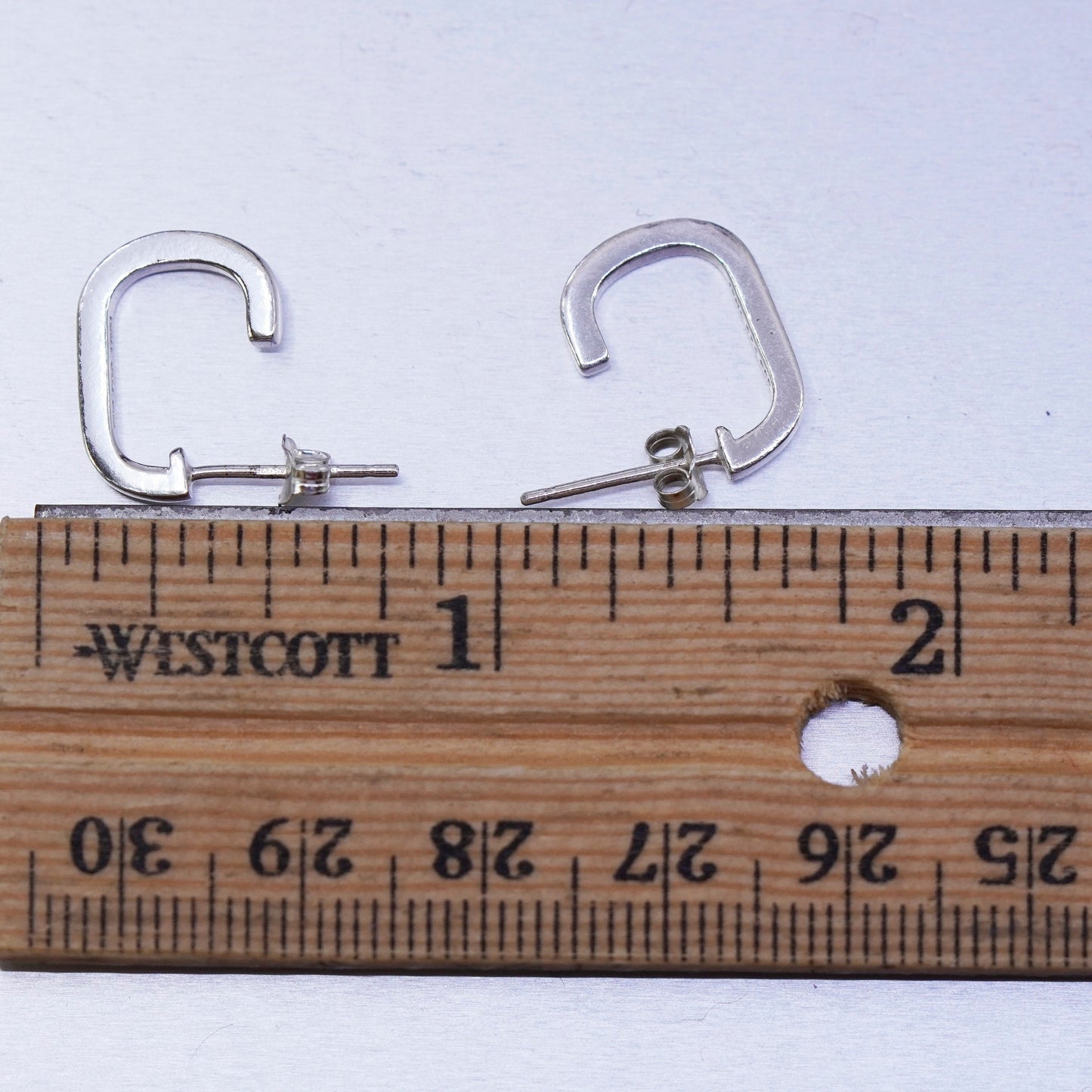 0.5”, vintage Sterling silver handmade earrings, 925 hoops